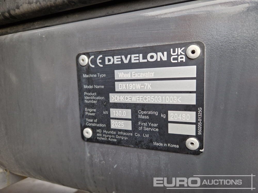 Mobiele graafmachine Unused 2025 Doosan DX190W-7- Photo 3