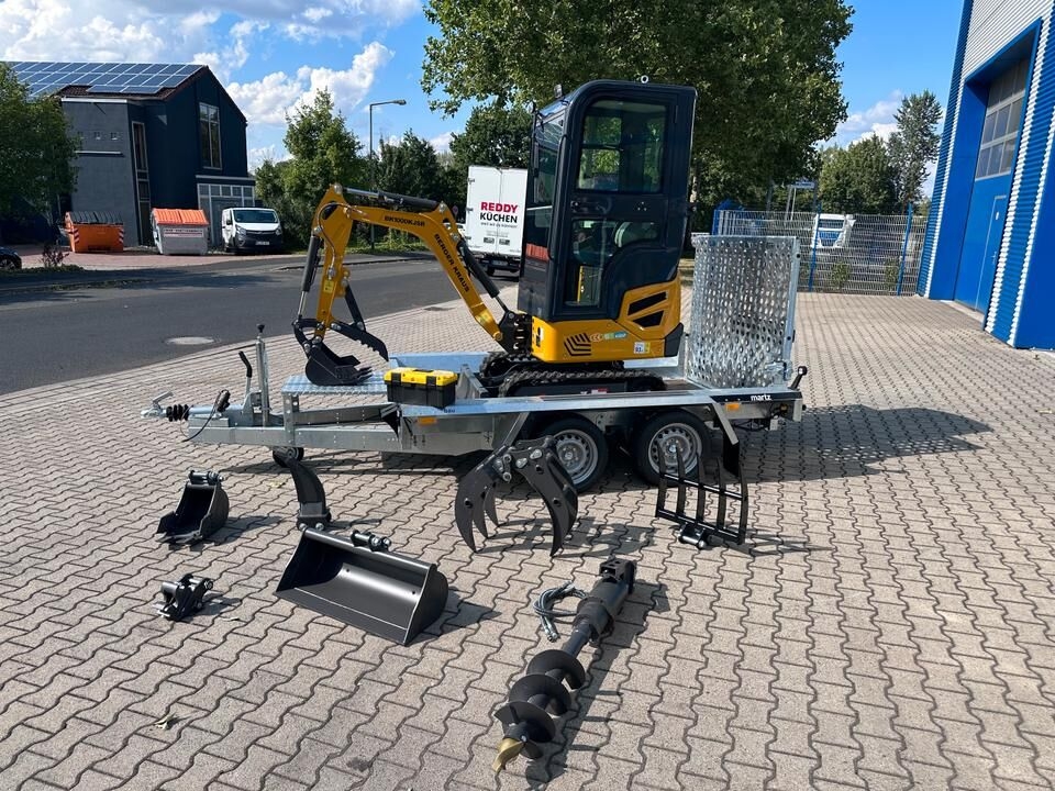 Minigraafmachine Minibagger BK1000KJSR + Tieflader + Zubehör *INKL.19% MWST*BERGER KRAUS*VERSTELLFAHRWERK* SCHWENKARM*SOFORT!*- Photo 2