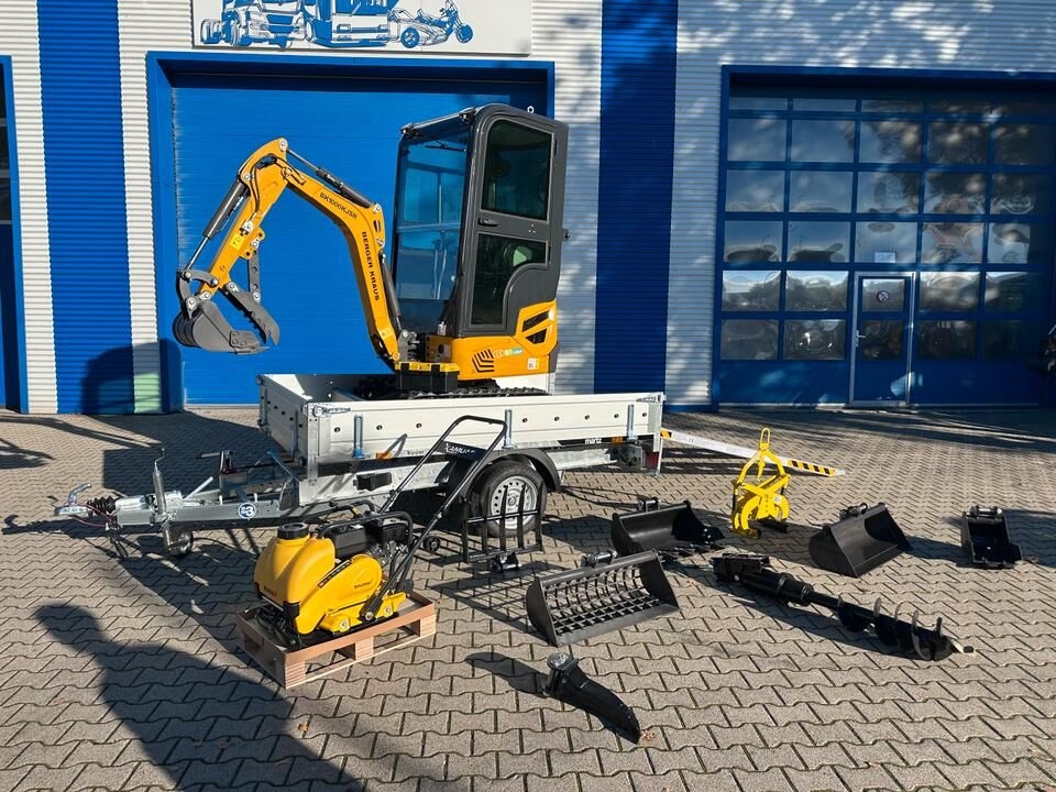 Mini pelle Minibagger BK1000KJSR + Kippanhänger + Rüttelplatte + Rampen + Zubehör *INKL.19% MWST*BERGER KRAUS*VERSTELLFAHRWERK*SOFORT!*- Photo 2