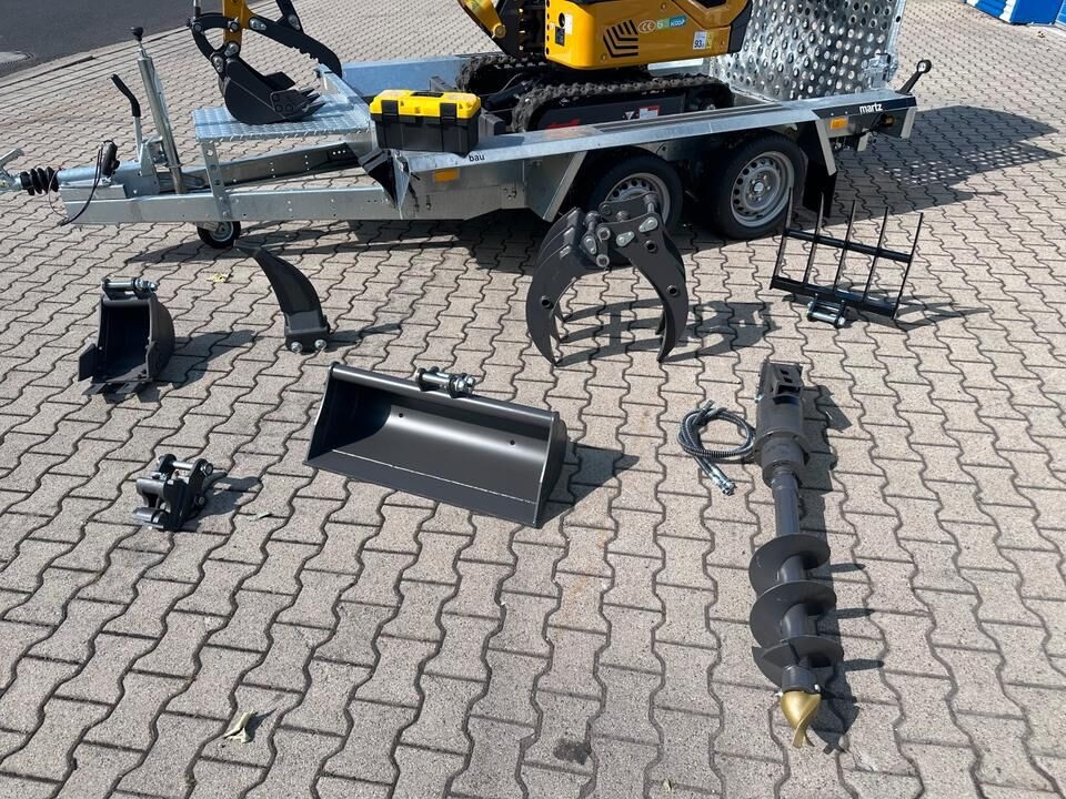 Minigraafmachine Minibagger BK1000KJSR + Tieflader + Zubehör *INKL.19% MWST*BERGER KRAUS*VERSTELLFAHRWERK* SCHWENKARM*SOFORT!*- Photo 3