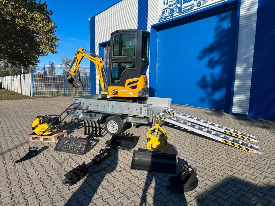 Mini pelle Minibagger BK1000KJSR + Kippanhänger + Rüttelplatte + Rampen + Zubehör *INKL.19% MWST*BERGER KRAUS*VERSTELLFAHRWERK*SOFORT!*- Photo 3
