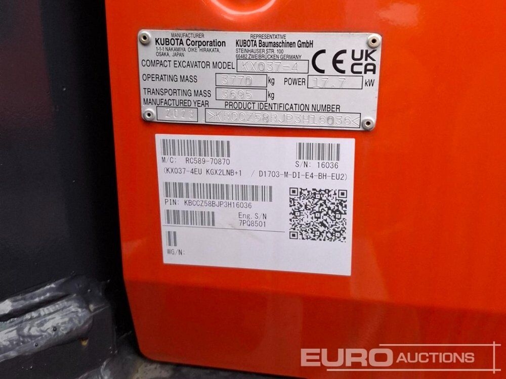 Minigraafmachine Unused Kubota KX037-4- Photo 2