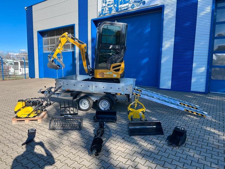 Minibagger Minibagger BK1000KJSR + Kippanhänger + Rüttelplatte + Rampen + Zubehör *INKL.19% MWST*BERGER KRAUS*VERSTELLFAHRWERK*SOFORT!*- Photo 3